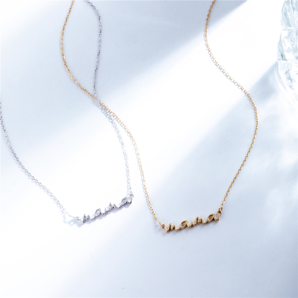 Solid Gold New Mama Necklace