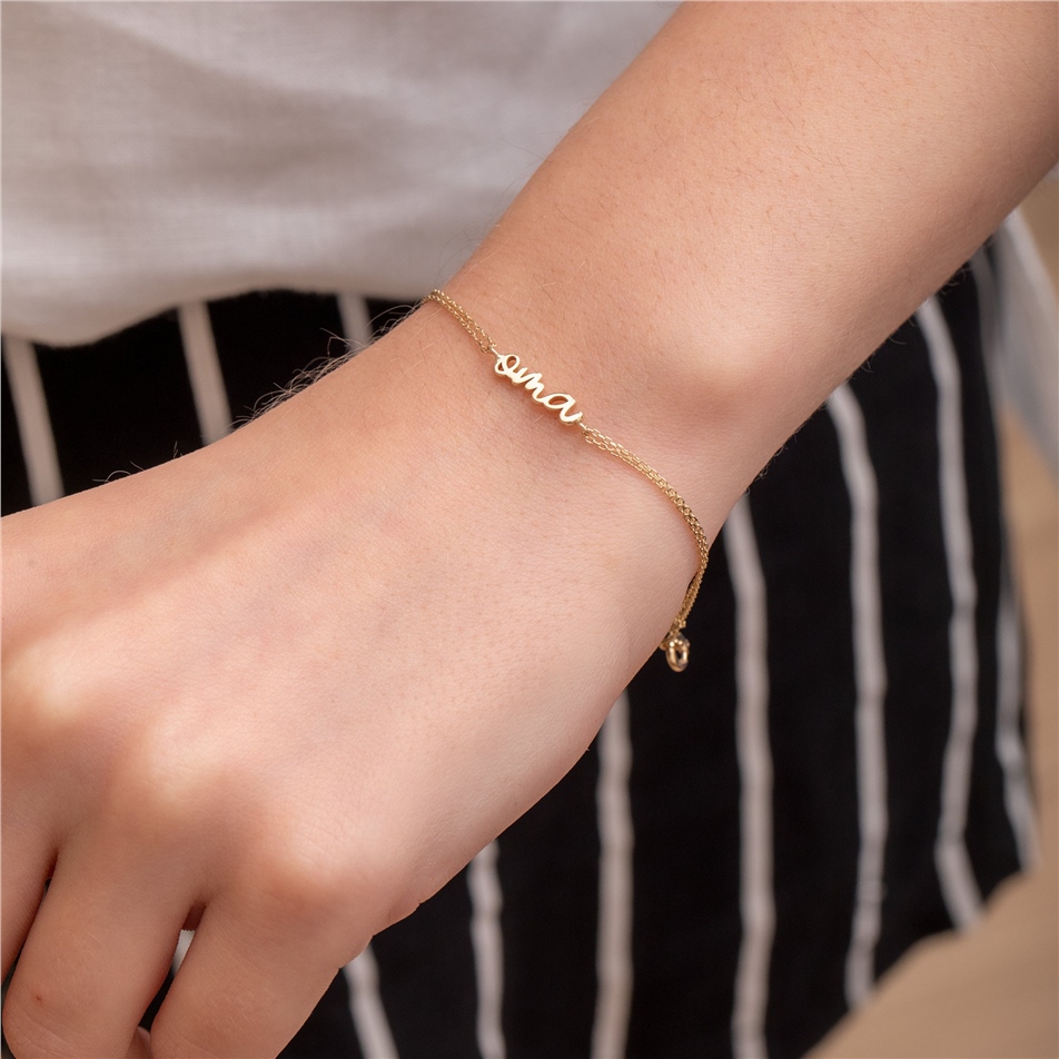 Solid Gold Script Name Bracelet