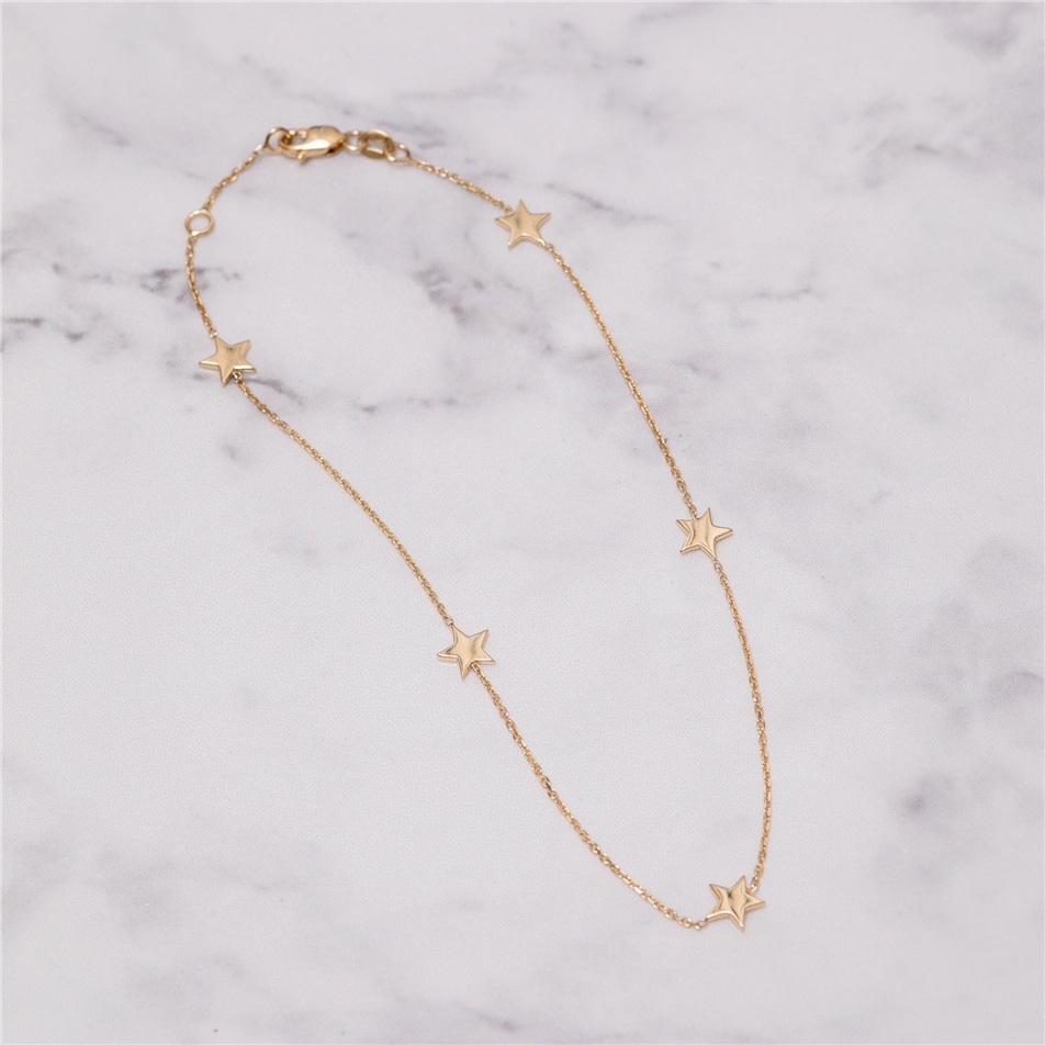 Solid Gold Dainty Star Anklet