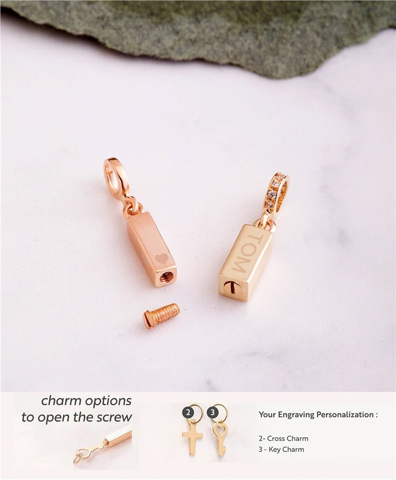 Solid Gold 3D Urn Bar Pendant