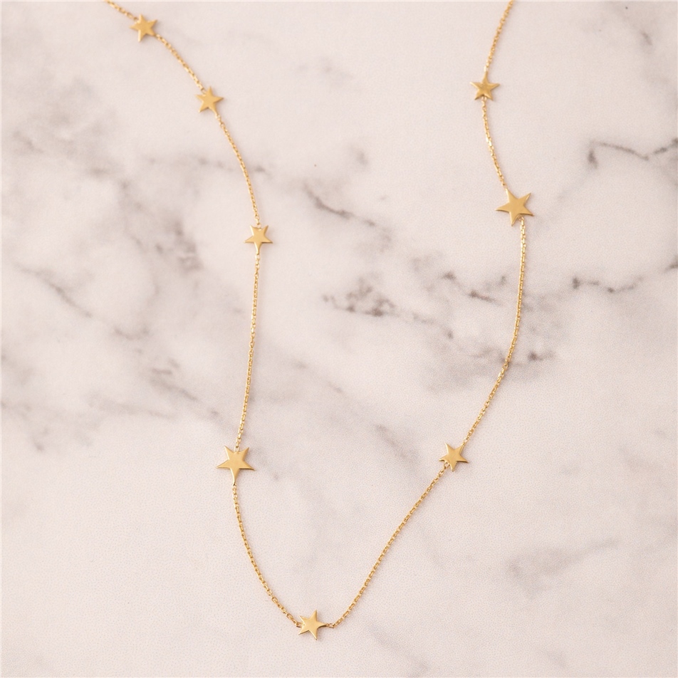 Solid Gold Mini Star Necklace