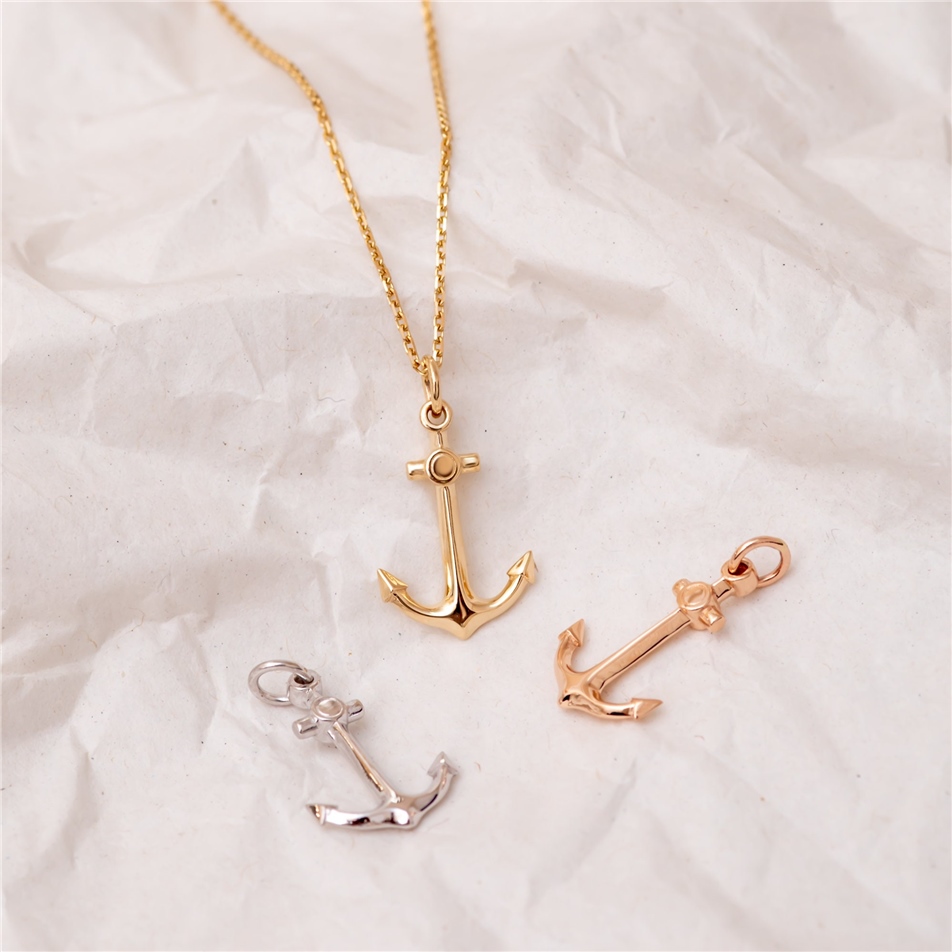 Solid Gold Anchor Necklace