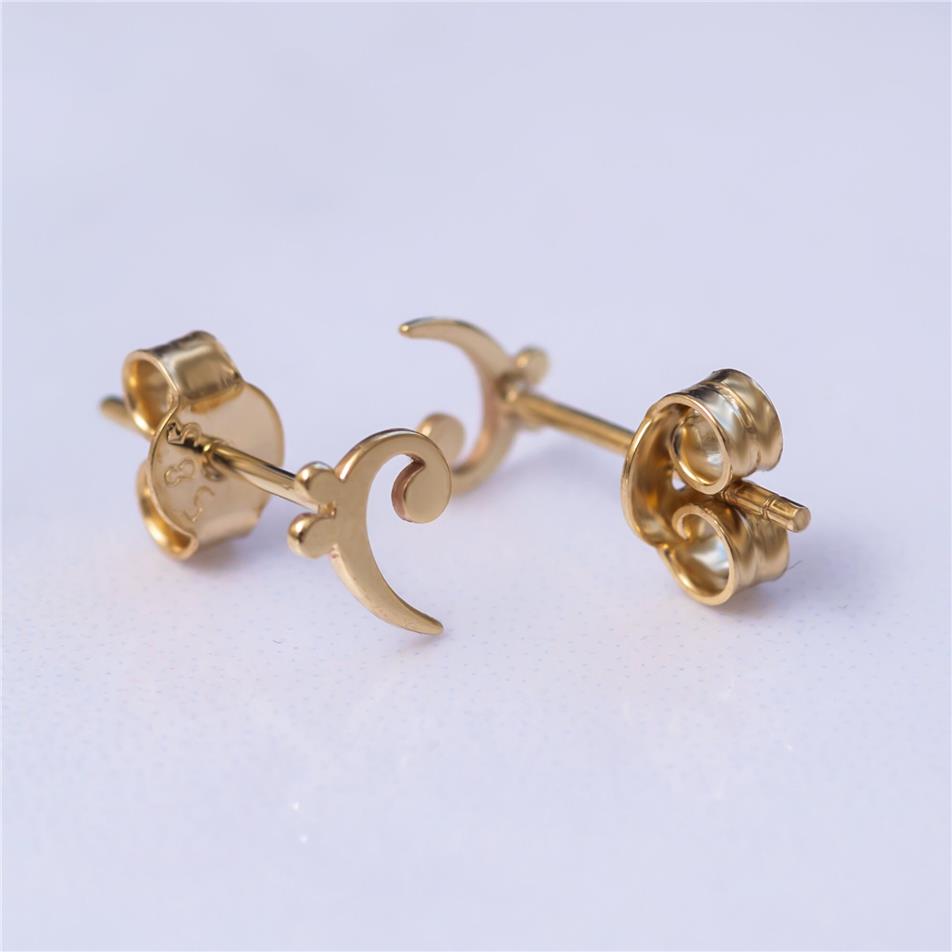 Solid Gold Bass Clef Note Earrings
