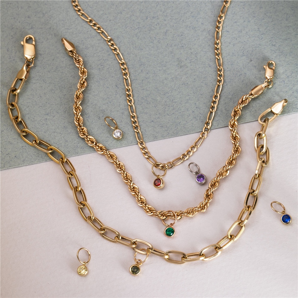 Solid Gold Birthstone Charm