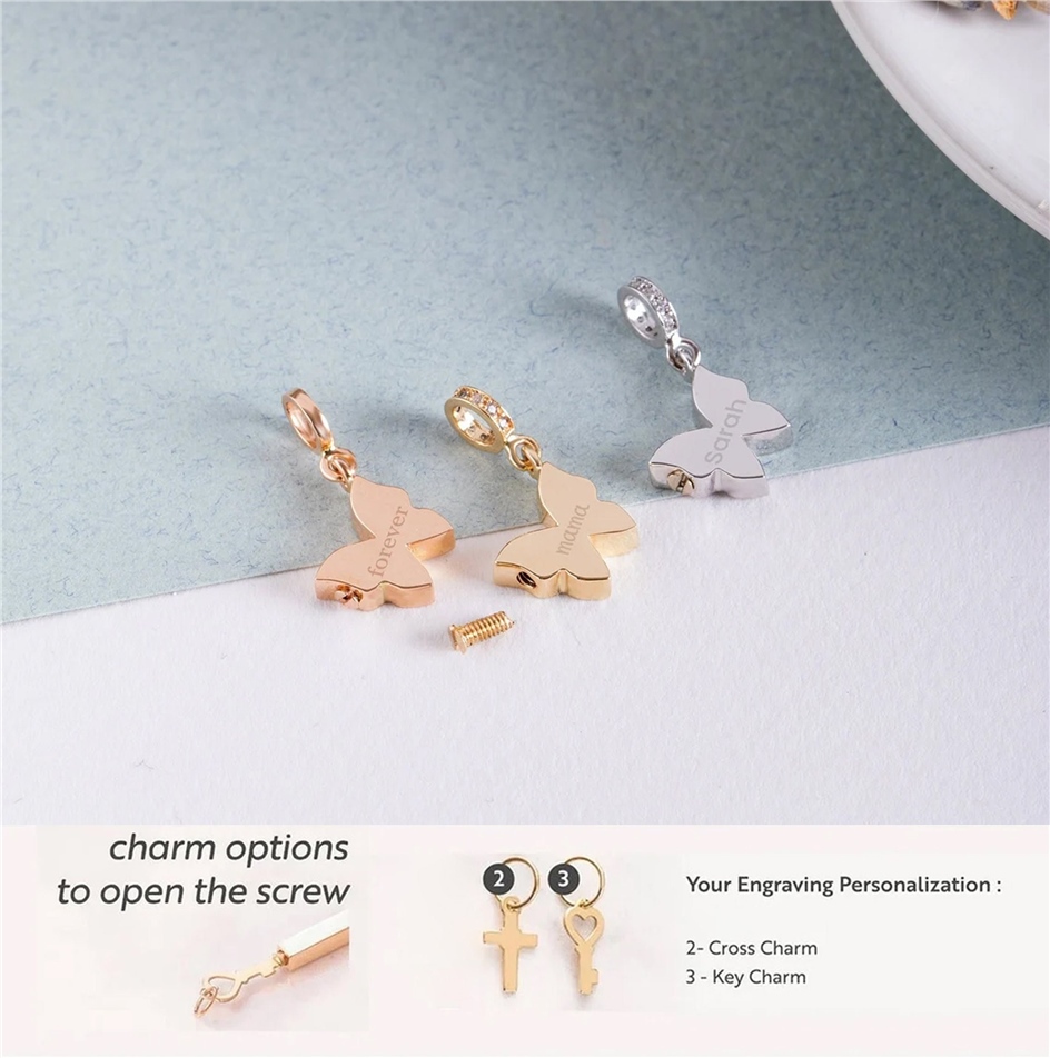 Solid Gold Butterfly Urn Necklace