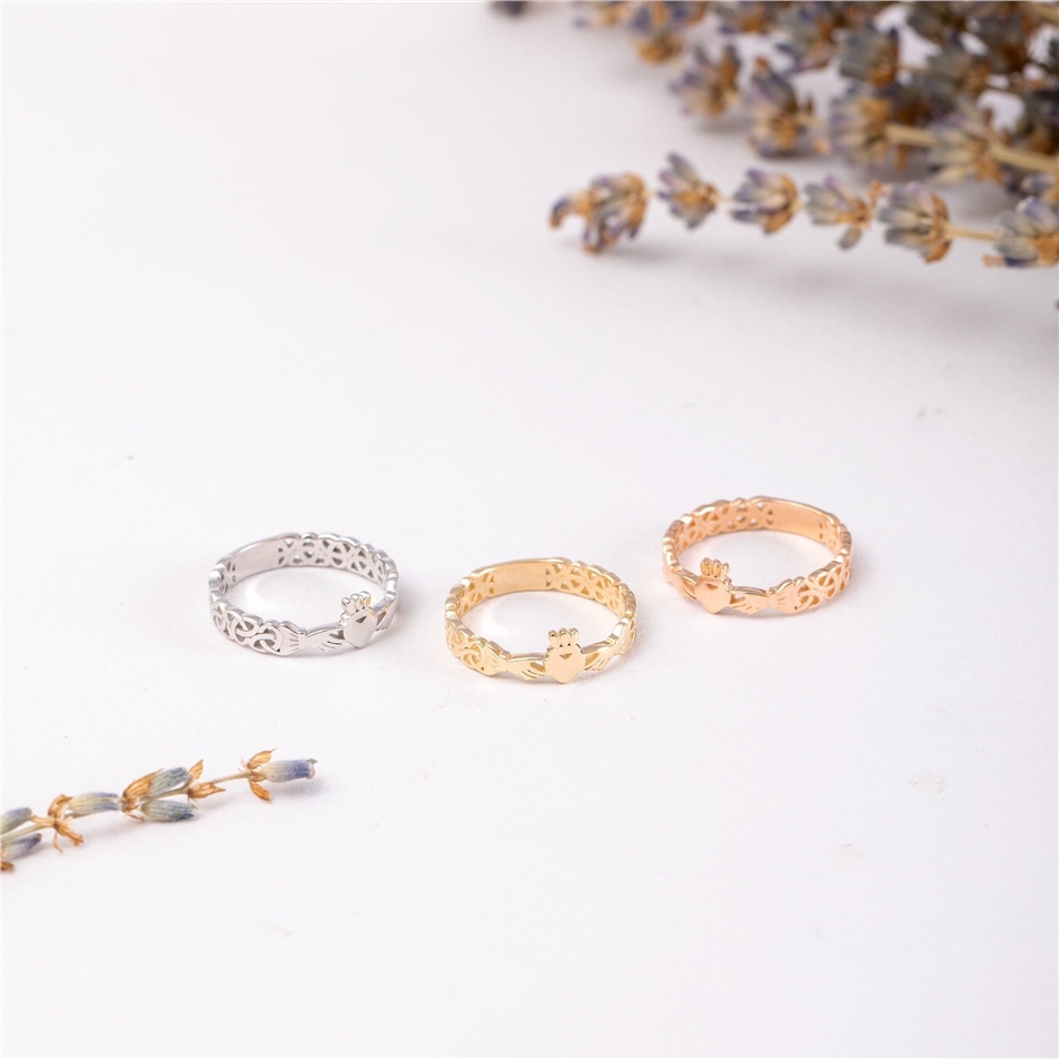 Solid Gold Celtic Claddagh Ring