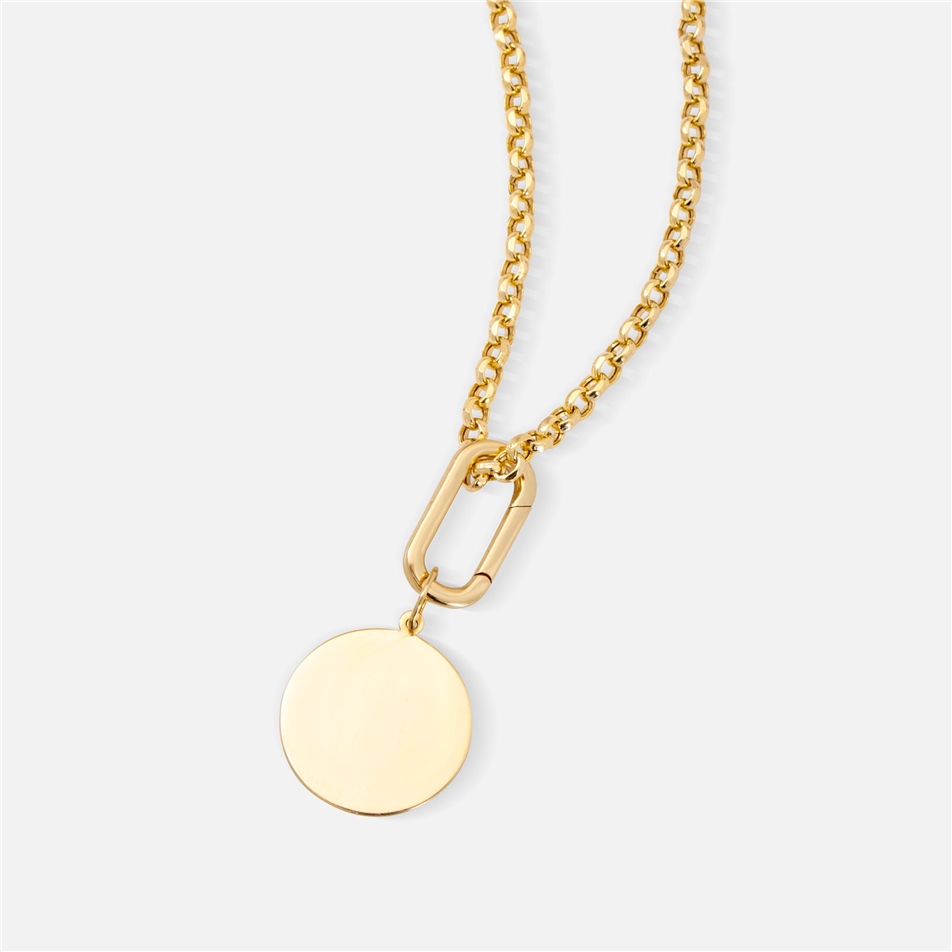 Solid Gold Oval Connector Ring Pendant