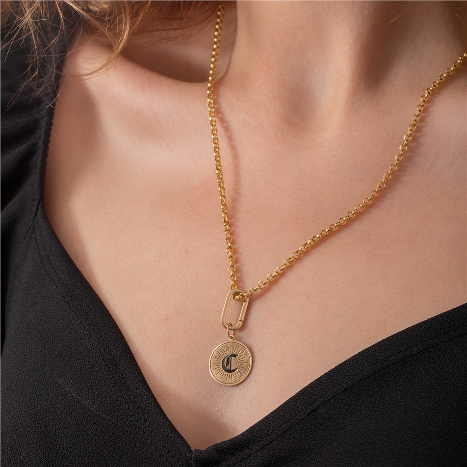 Solid Gold Oval Connector Ring Pendant