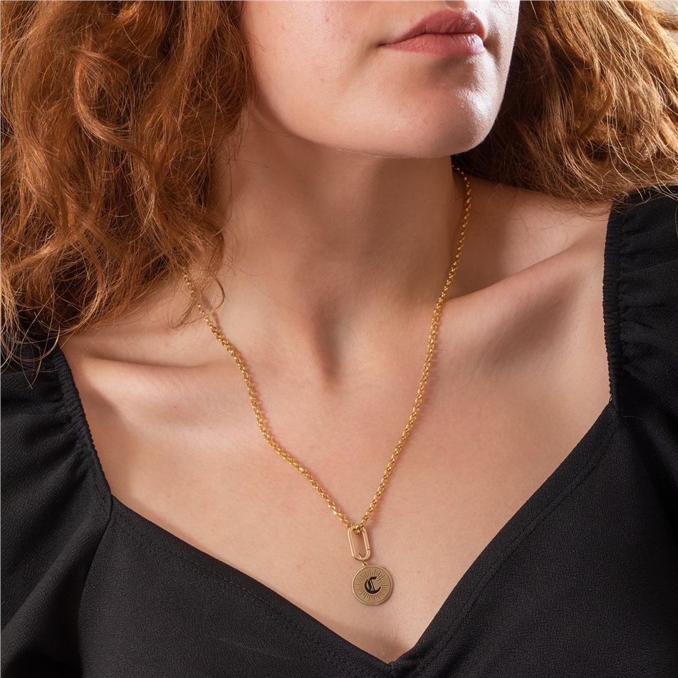 Solid Gold Oval Connector Ring Pendant