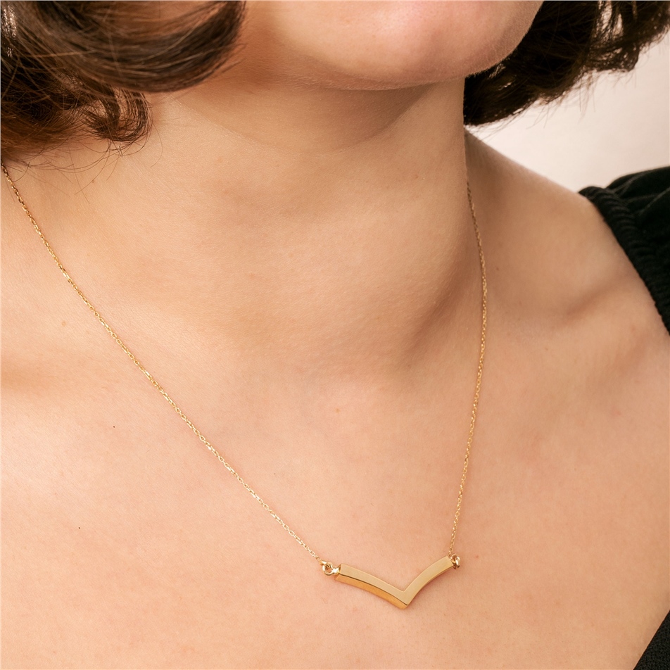 Solid Gold V Shape Double Urn Necklace