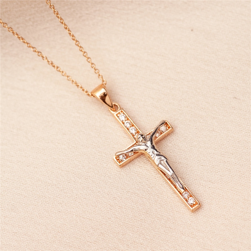 Solid Gold Crucifix Cross Necklace