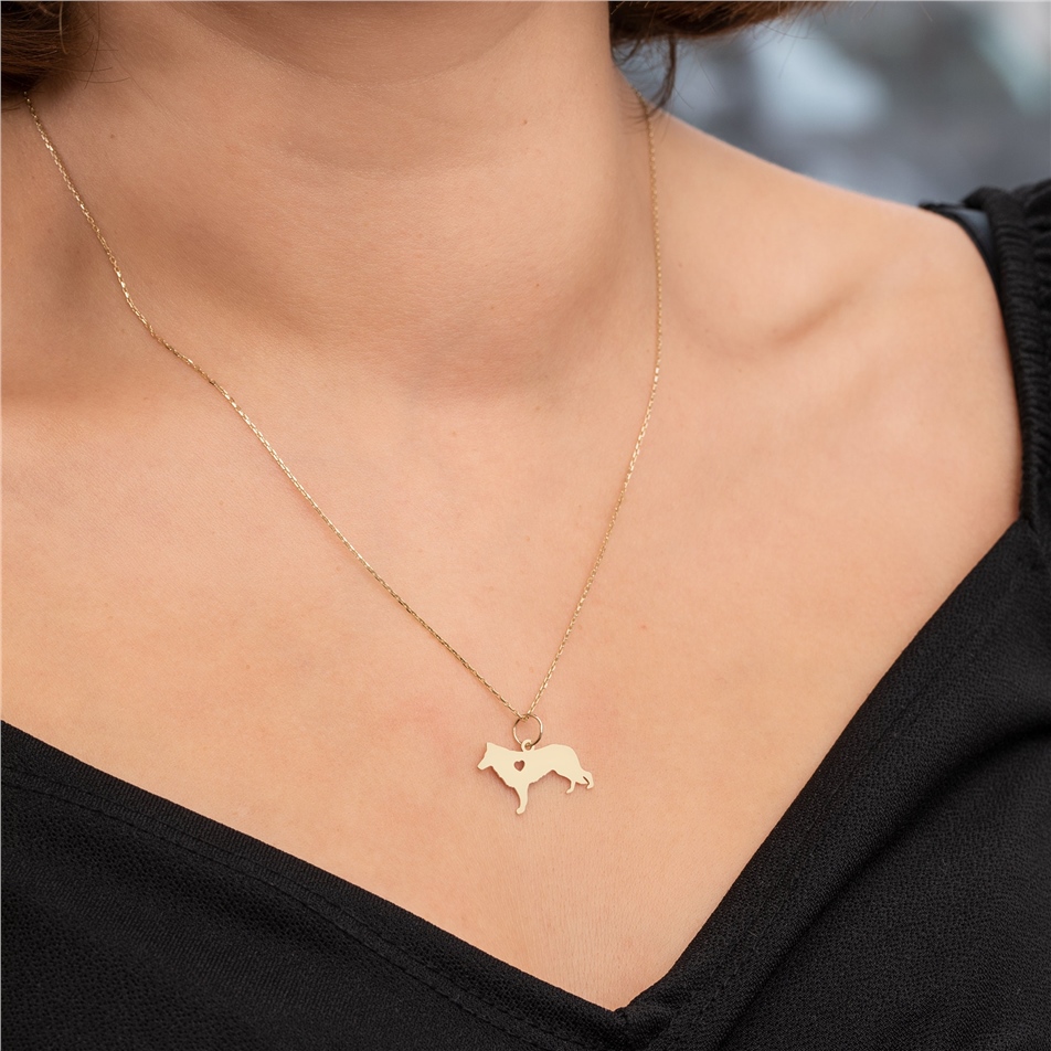 Solid Gold Dog Breed Silhouette Necklace