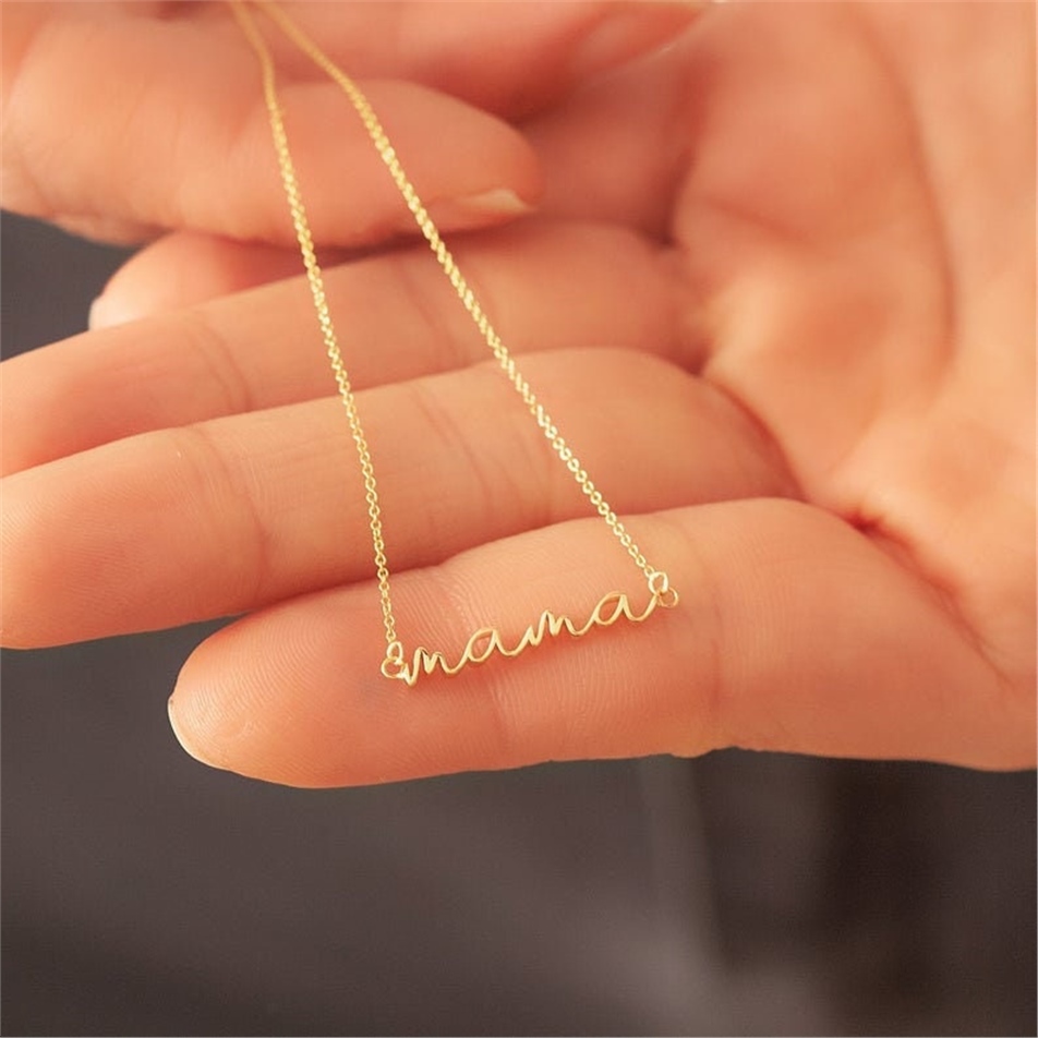 Solid Gold Custom Handwriting Baby Name Necklace