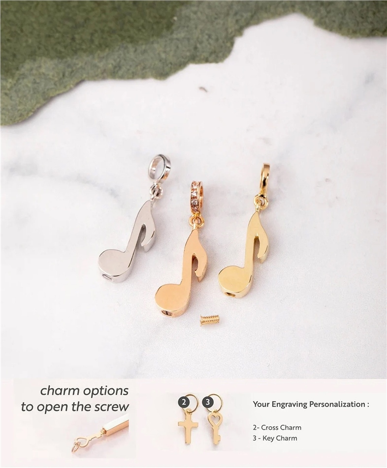 Solid Gold Music Note Urn Necklace