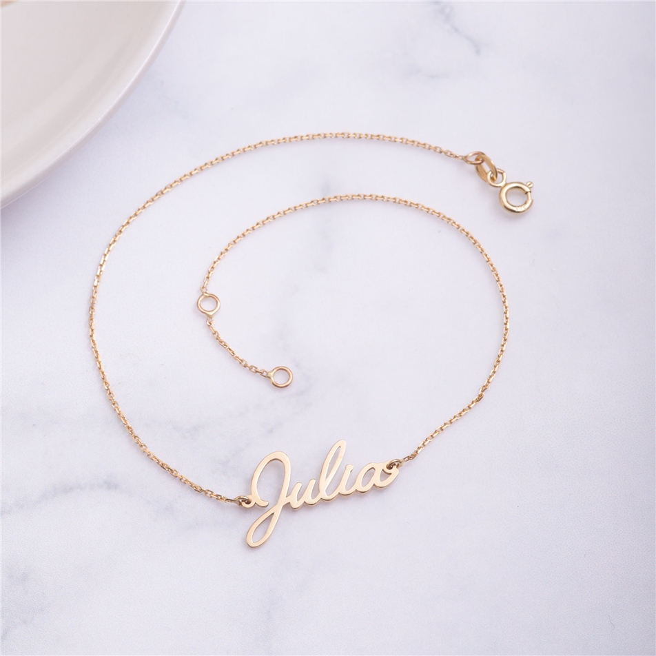 Solid Gold Dainty Name Anklet