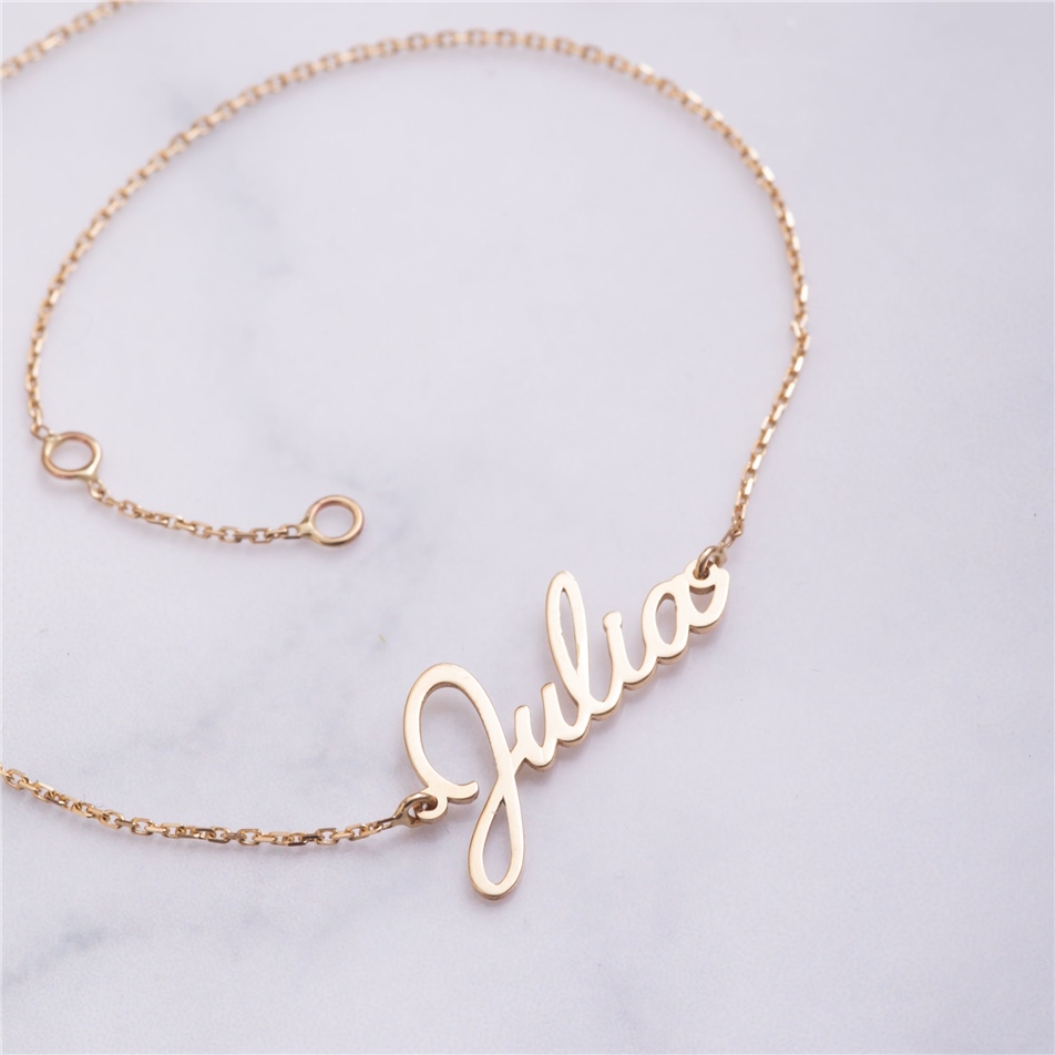Solid Gold Dainty Name Anklet