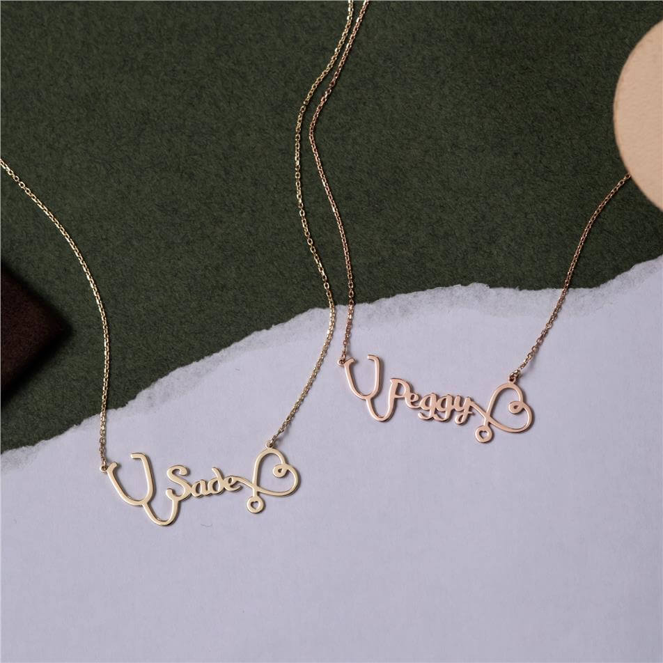 Solid Gold Stethoscope Necklace