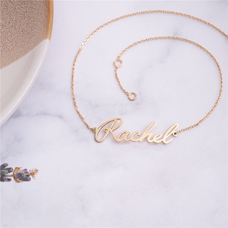 Solid Gold Dainty Name Anklet