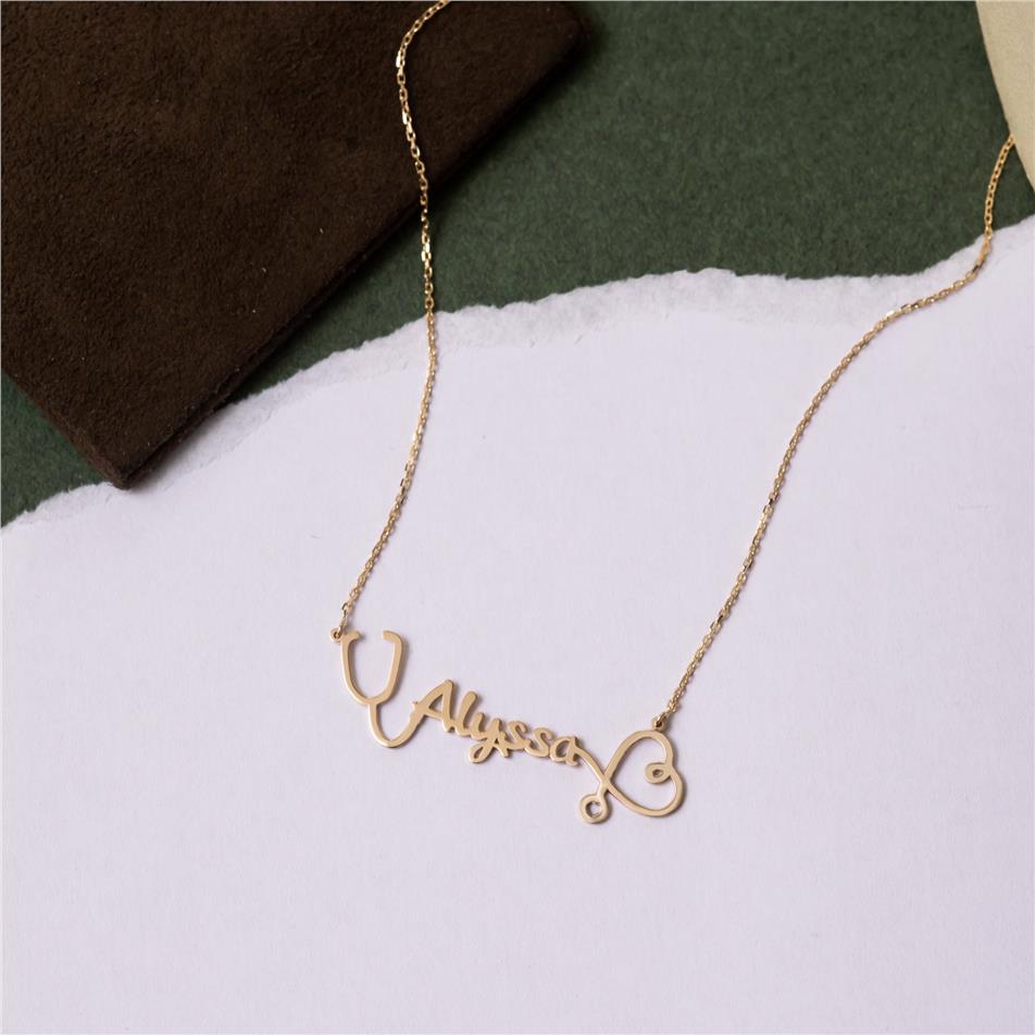 Solid Gold Stethoscope Necklace