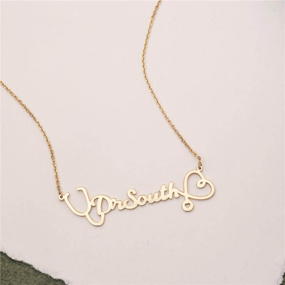 Solid Gold Stethoscope Necklace