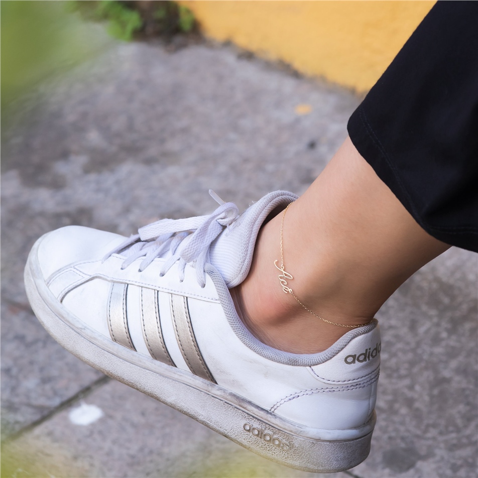 Solid Gold Dainty Name Anklet