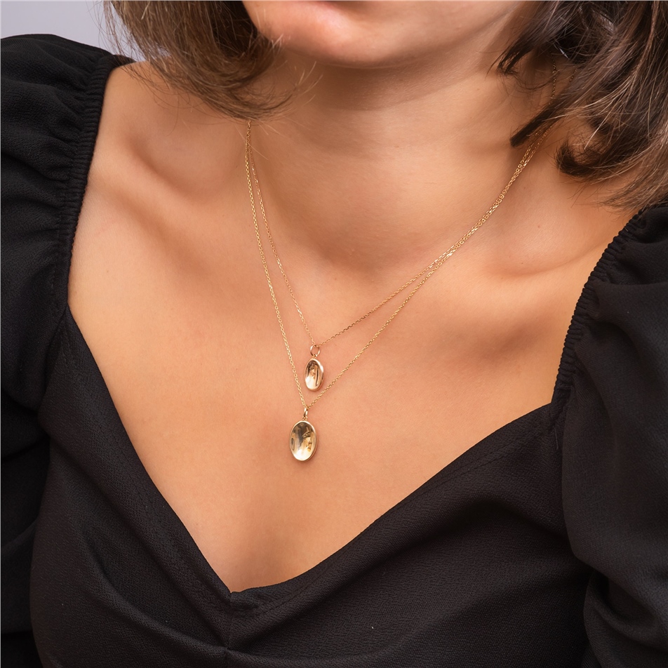 Solid Gold Protection Mirror Necklace