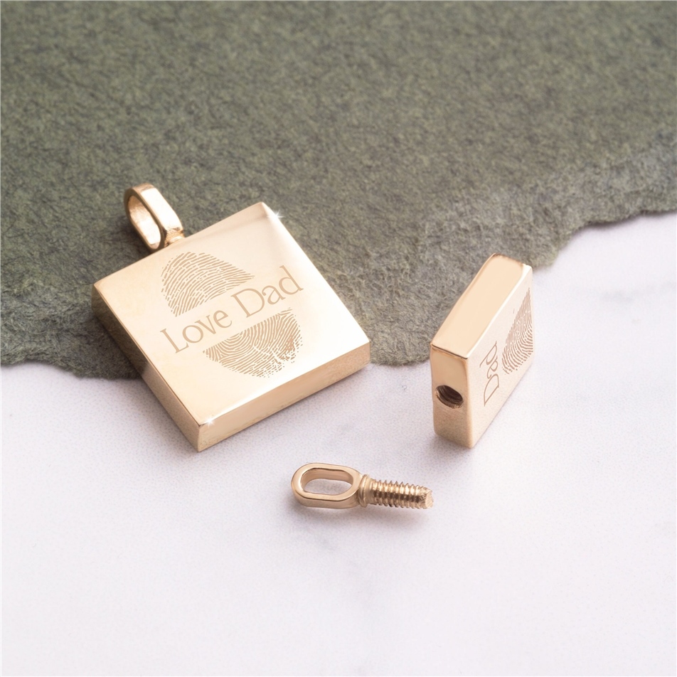 Solid Gold Square Urn Necklace