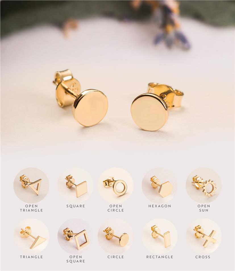 Solid Gold Circle Stud Earrings