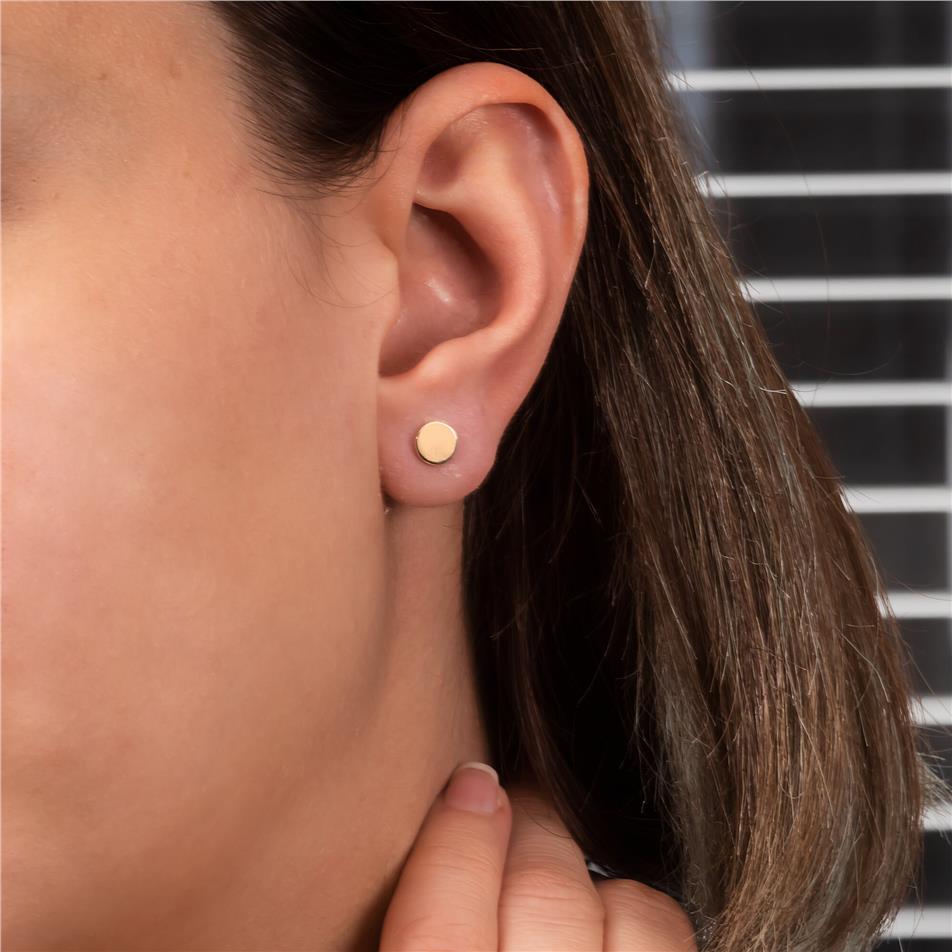 Solid Gold Circle Stud Earrings
