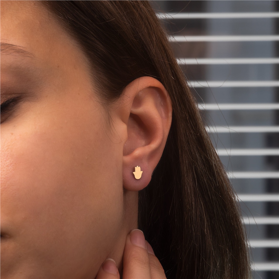 Solid Gold Hamsa Stud Earrings