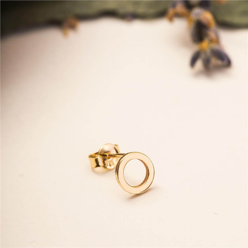 Solid Gold Open Circle Stud Earrings