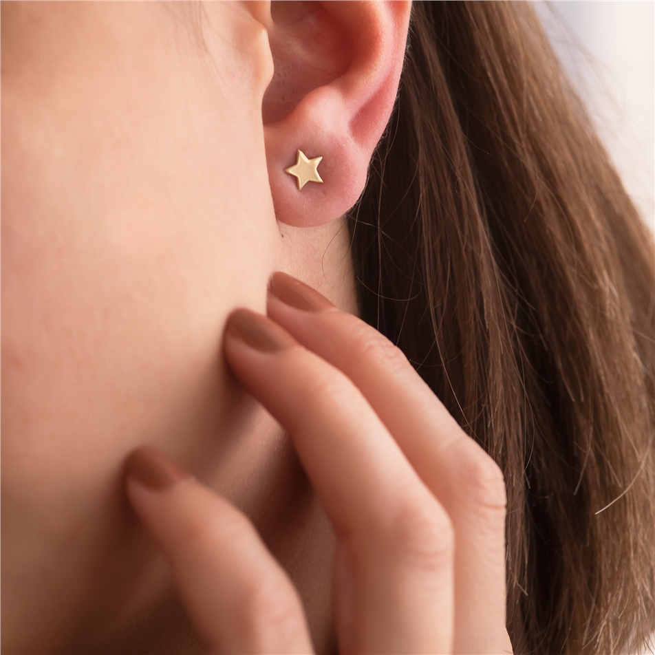 Solid Gold Star Stud Earrings