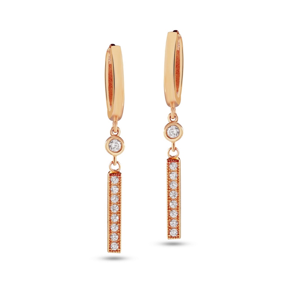 Solid Gold Dangle Drop Bar Earring