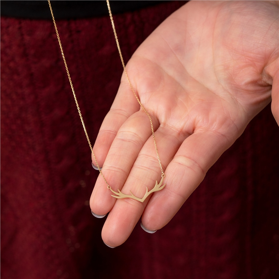 Solid Gold Deer Necklace