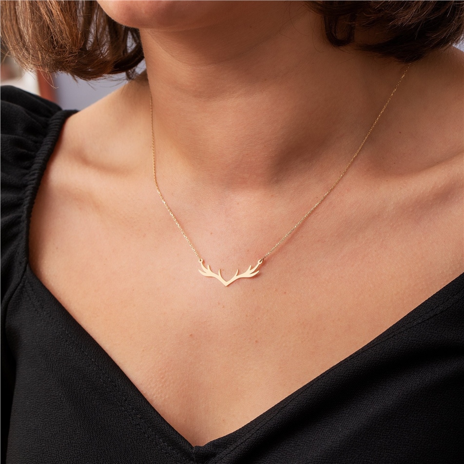 Solid Gold Deer Necklace
