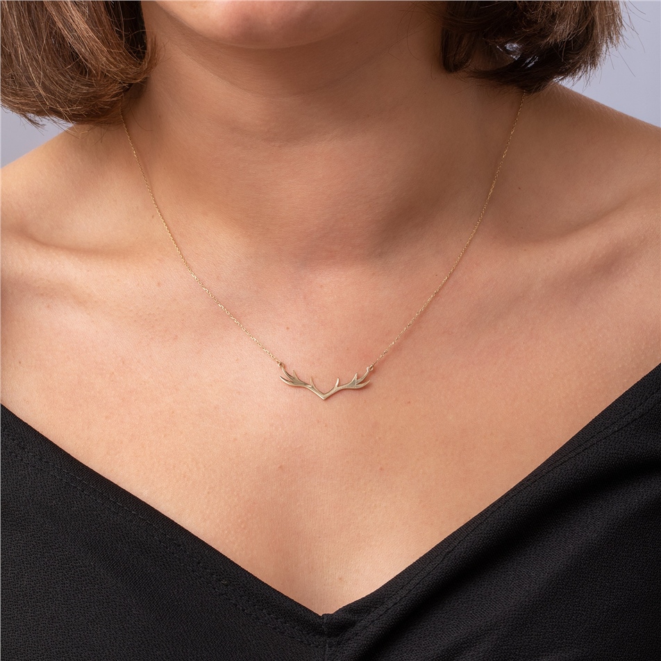Solid Gold Deer Necklace