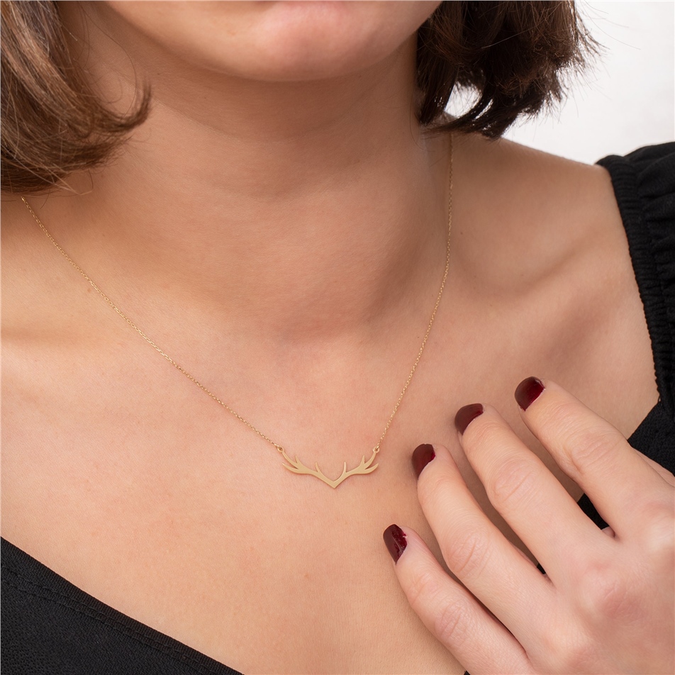 Solid Gold Deer Necklace