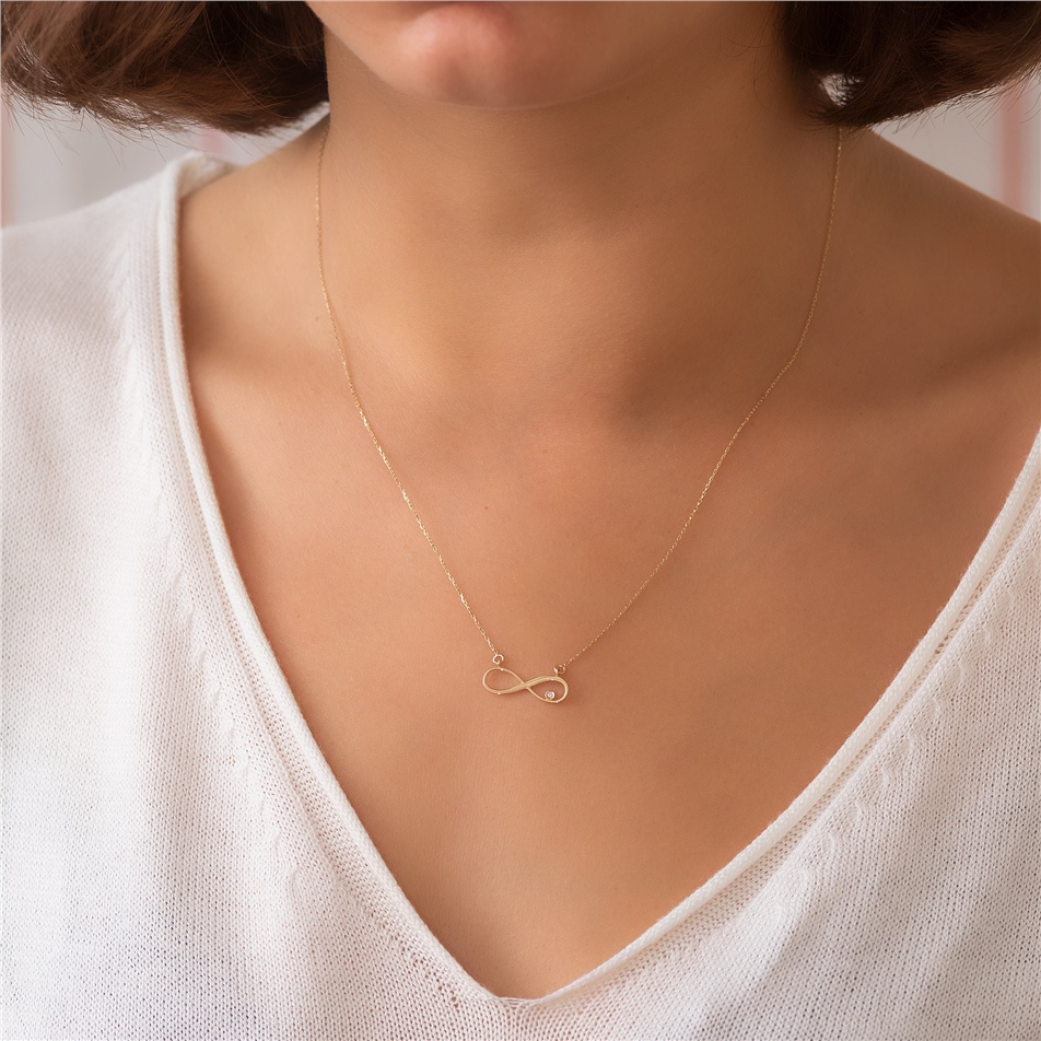 0.01 Karat Pırlantalı Sonsuzluk Kolye