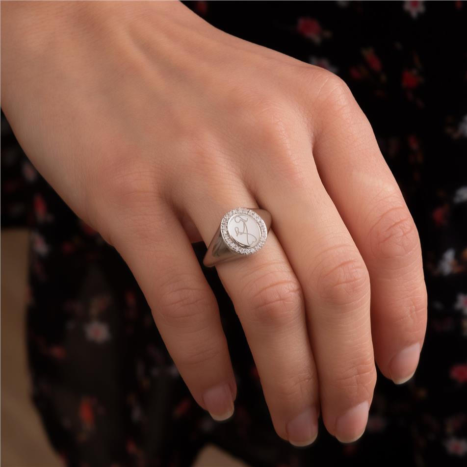 Solid Gold Diamond Signet Urn Ring