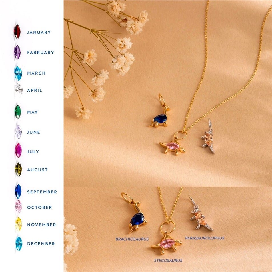 Solid Gold Dinosaur Charm Pendant