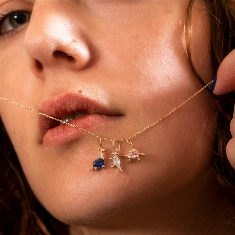 Solid Gold Dinosaur Charm Pendant