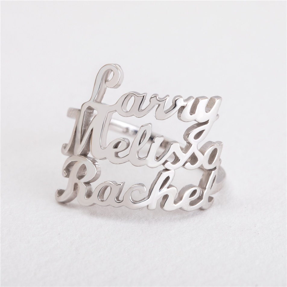 Solid Gold Duo Name Ring