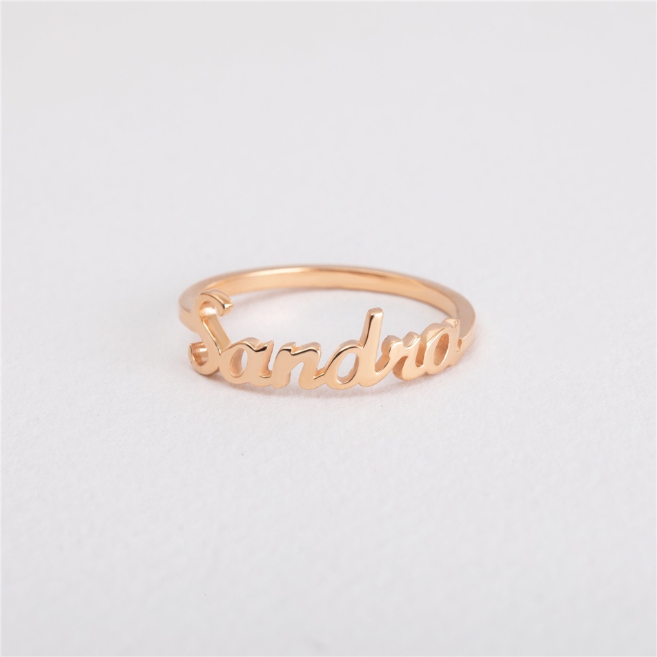 Solid Gold Duo Name Ring