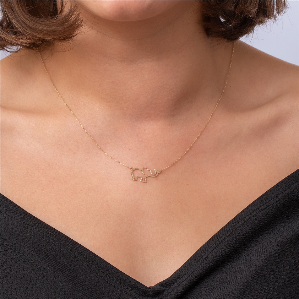 Solid Gold Tiny Elephant Necklace