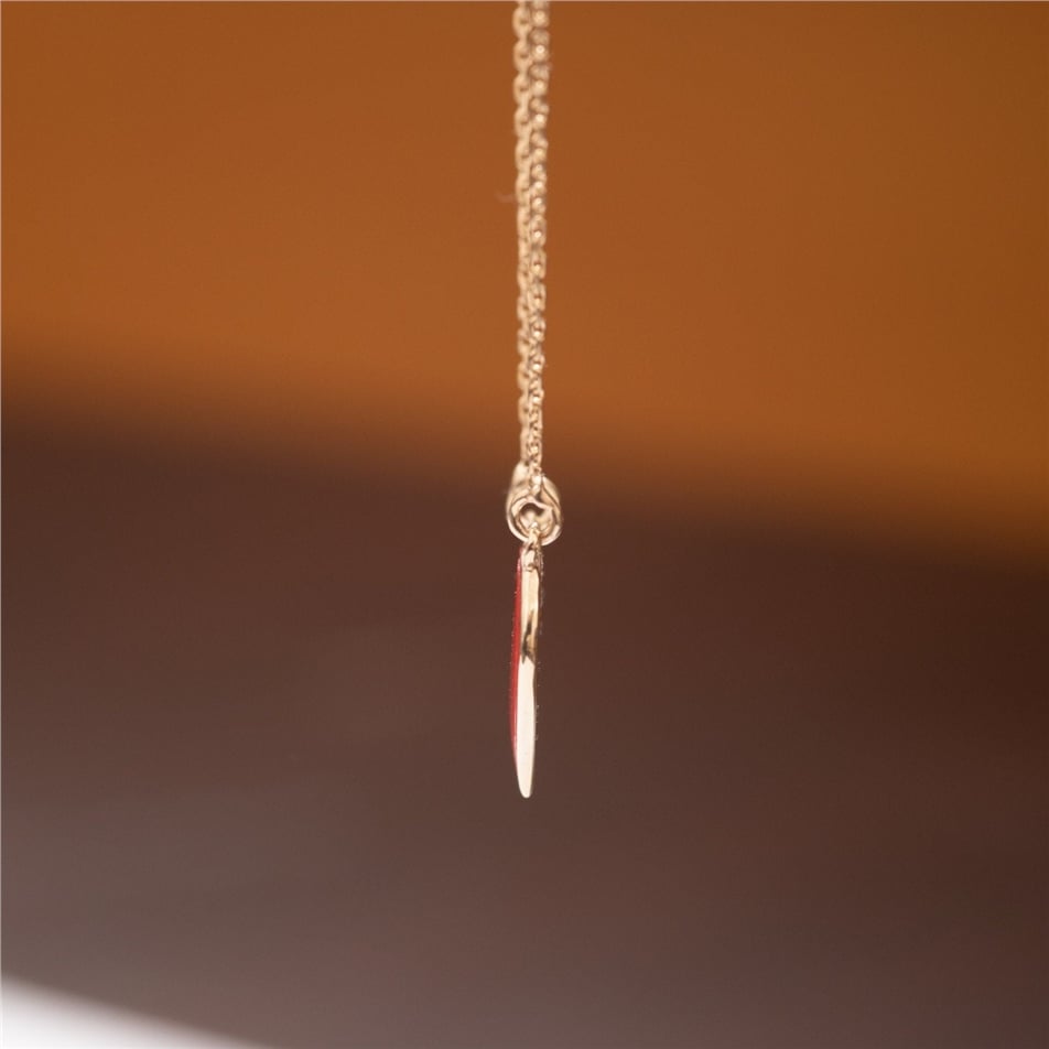 Solid Gold Enamel Heart Necklace