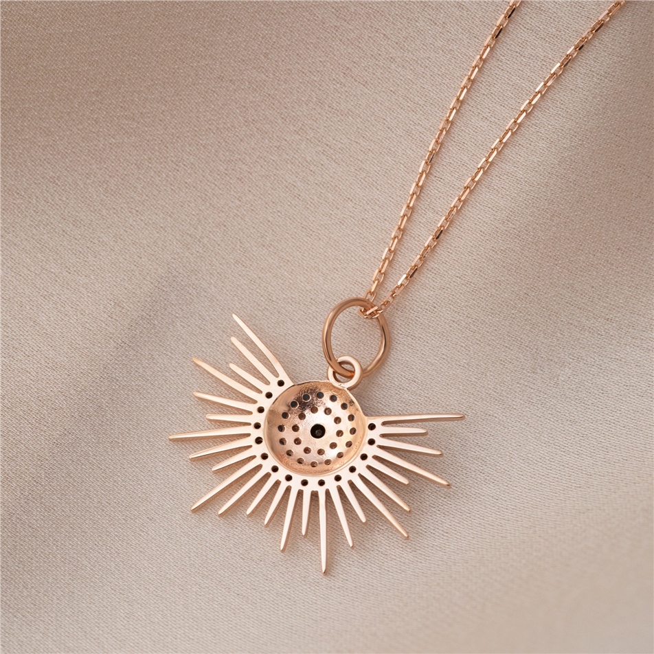 Solid Gold Evil Eye Sun Necklace