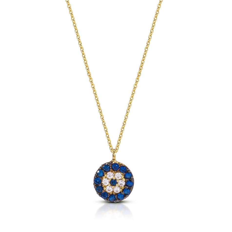 Solid Gold Dainty Evil Eye Necklace