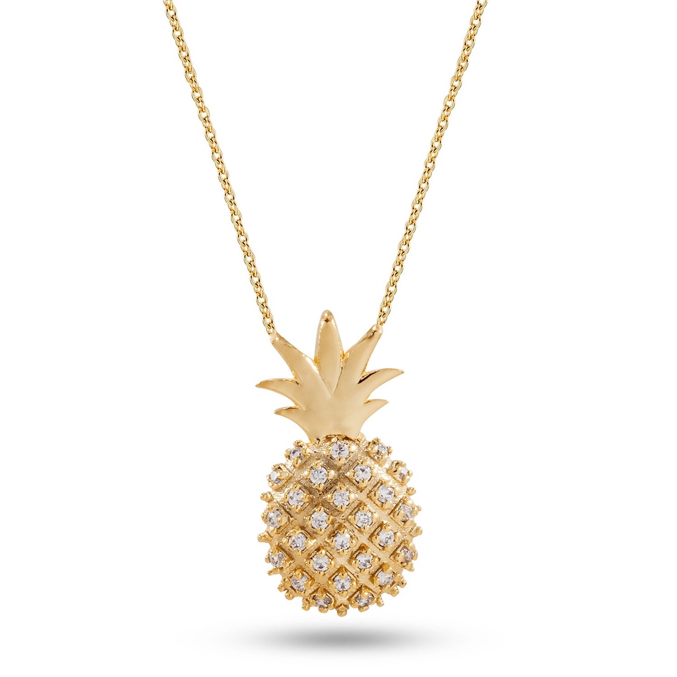 Solid Gold Diamond Pineapple Necklace