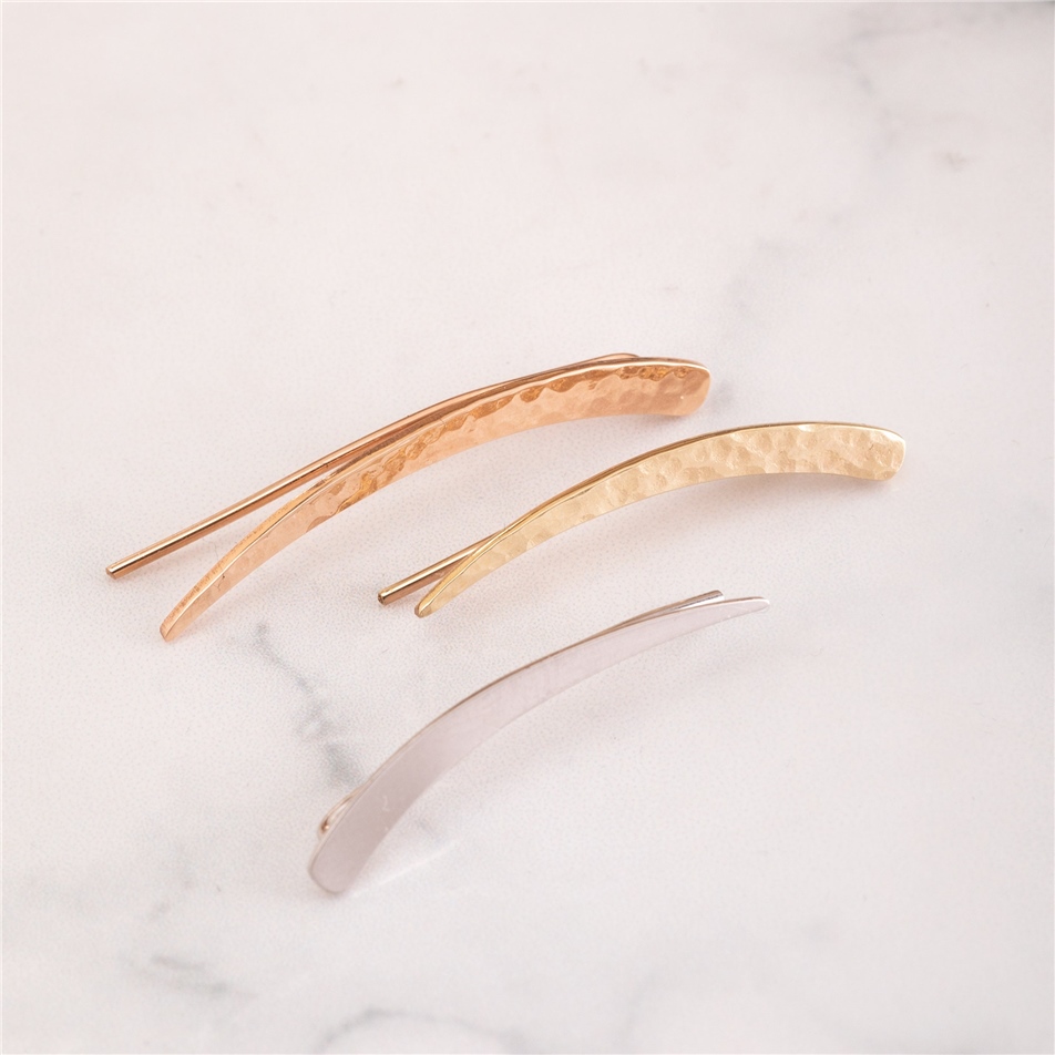 Solid Gold Hammered Climber Earring