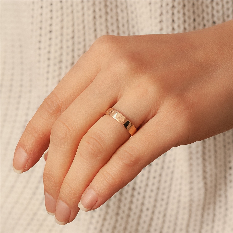 Solid Gold Handwriting Band Ring